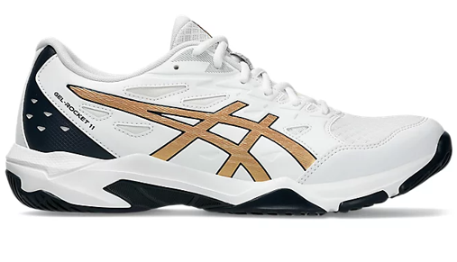 CALZADO ASICS MASCULINO VOLEY GEL-ROCKET 11 WHITE/PURE GOLD 10US 28.0CM