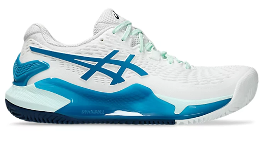 CALZADO ASICS FEMENINO GEL-RESOLUTION 9 CLAY WHITE/TEAL BLUE 6.5US 23.5CM